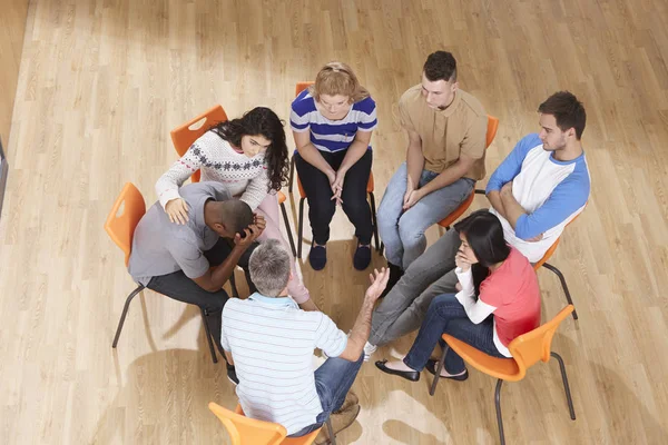 Overhead View Young People Support Meeting — Stock Photo, Image