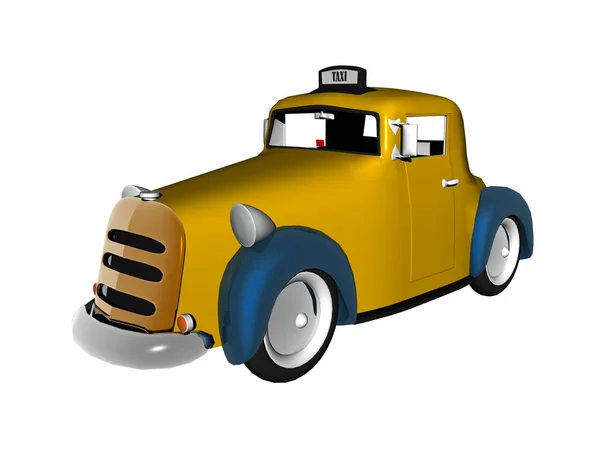 黄色出租车 3D图形设计概念 — 图库照片