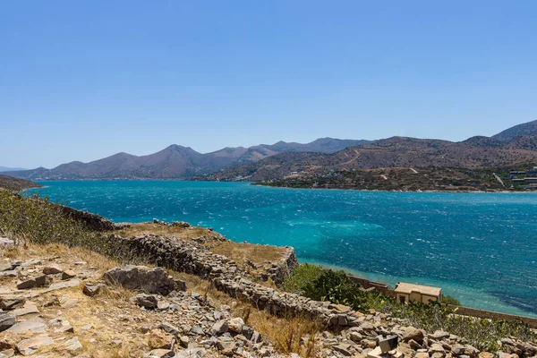 Pohled Eloundský Záliv Pevnosti Ostrově Spinalonga — Stock fotografie