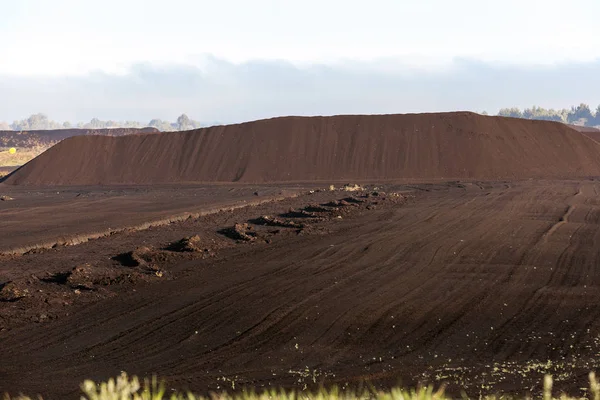 Pantano Campo Que Lleva Cabo Producción Minería Turba Negra Industria —  Fotos de Stock