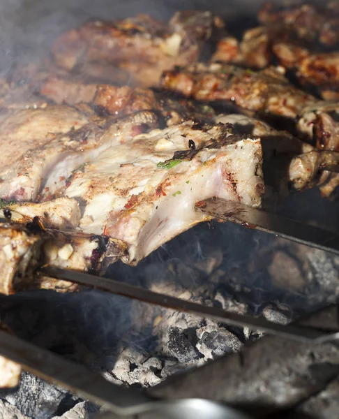 Photographié Gros Plan Kebab Fait Dans Nature Grande Viande Porc — Photo