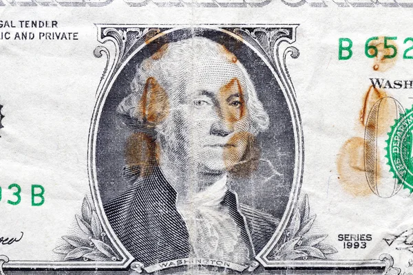 Dollar Täckt Orange Rost Foto Porträtt President Washington Närbild — Stockfoto