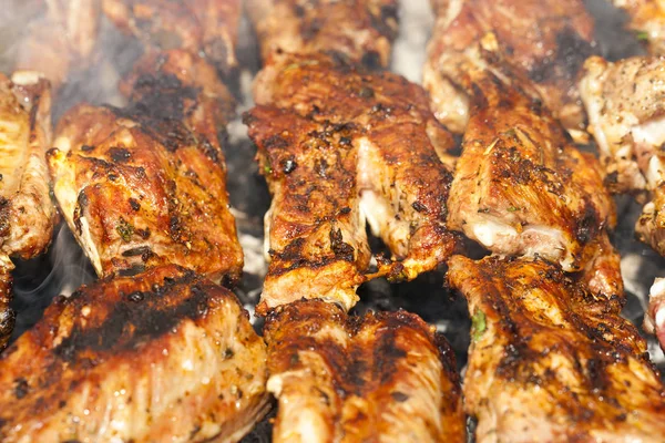 Fotografiert Nahaufnahme Dönerspieß Der Natur Gemacht Verwendetes Schweinefleisch — Stockfoto