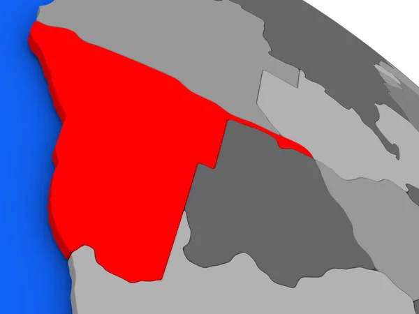 Mappa Della Namibia Evidenziata Rosso Globo Illustrazione — Foto Stock