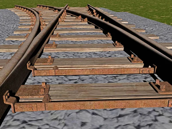 Empty Trainline Rails Ground — Stock Photo, Image