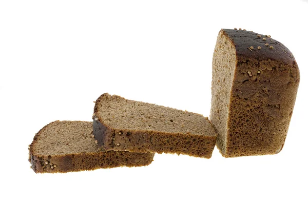 Geïsoleerd Witte Achtergrond Gesneden Brood Een Stuk Zwart — Stockfoto