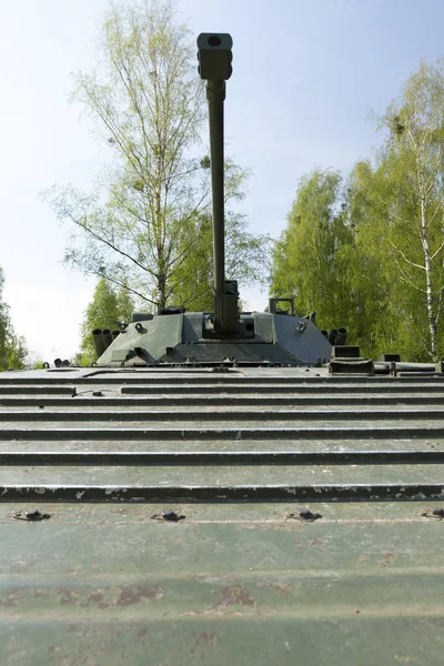 Vyfocené Detailní Záběry Starého Vojenského Vybavení Tank Pro Boj — Stock fotografie