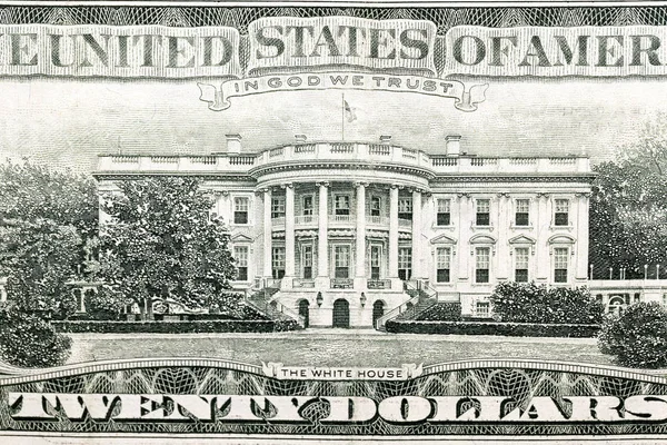 Φωτογραφημένο Κοντινό Αμερικανικό Δολάριο Μικρό Βάθος Πεδίου Τραπεζογραμμάτιο Αξίας Είκοσι — Φωτογραφία Αρχείου