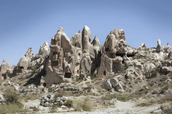 Vista Formaciones Rocosas Pueblo Uchisar Capadocia Anatolia Turquía — Foto de Stock