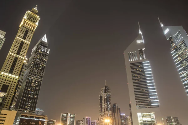 Architettura Moderna Notte Dubai Emirati Arabi Uniti — Foto Stock