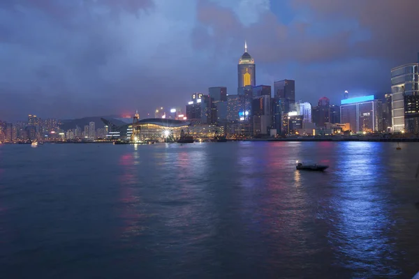 Hong Kong Victoria Kikötő Éjszaka — Stock Fotó