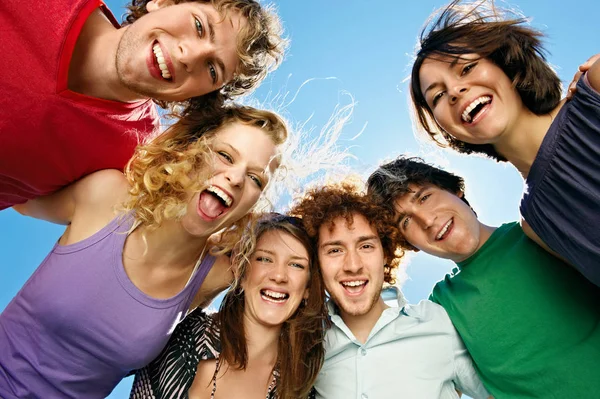 Portrait Six Young Happy People — Stock Photo, Image