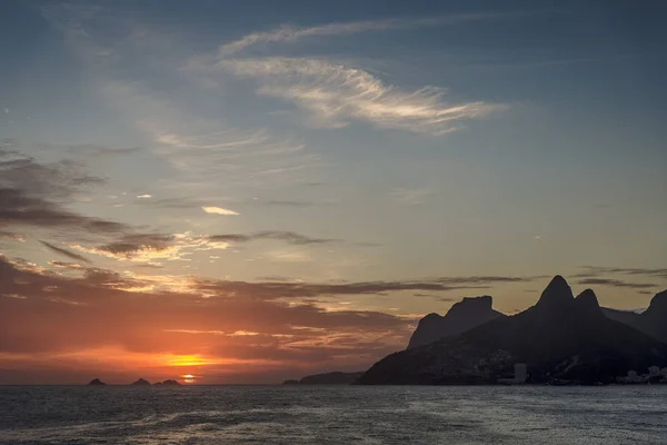 Vue Sur Mer Montagnes Coucher Soleil Rio Janeiro Brésil — Photo
