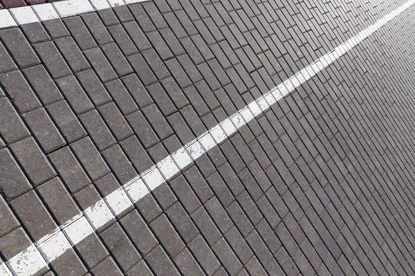 Photographed Close Road Marking Located Roadway White Line Pavement Slab Stock Picture