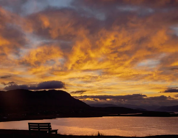 Tramonto Sul Lago Assynt Scozia — Foto Stock