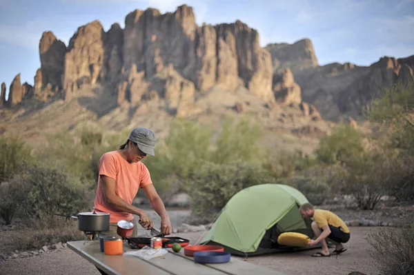 Backpacking Par Gör Läger Apache Junction Arizona Usa — Stockfoto