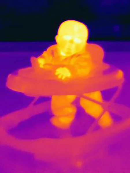 Thermal Image Six Month Baby Boy Using Baby Walker — Stock Photo, Image