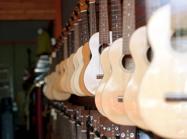 Ukulele\'s hanging for sale in a store in Kaua\'i, Hawai\'i