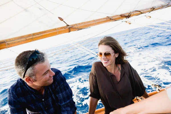 couple on a sailing boat