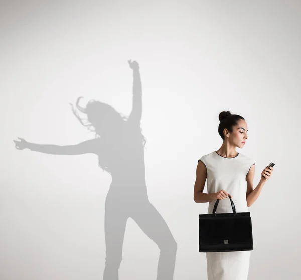 Woman Shadow Background Dancing — Stock Photo, Image