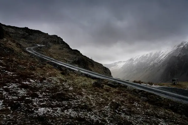 Sneeuw Bergweg Lake District Cumbria Engeland Verenigd Koninkrijk — Stockfoto