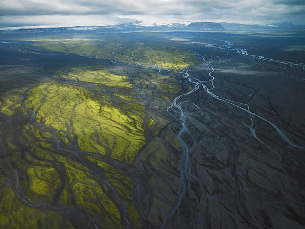 Вид Згори Льодовикову Річку Поблизу Міста Мірдалсйокутль Ісландія — стокове фото