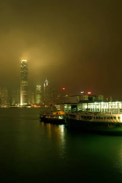 Hong Kong Hamn Natten — Stockfoto