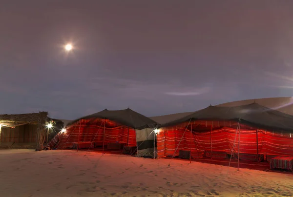 Намети Бедуїнів Вночі Пустелі Аду Дабі Єднані Арабські Емірати — стокове фото