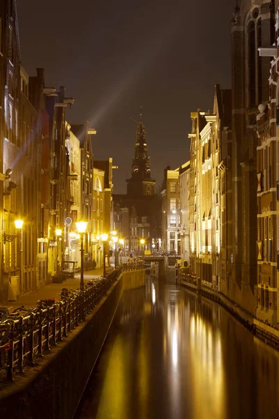 Oudezijds Kolk Ile Oude Kerk Eski Kilise Amsterdam Hollanda — Stok fotoğraf