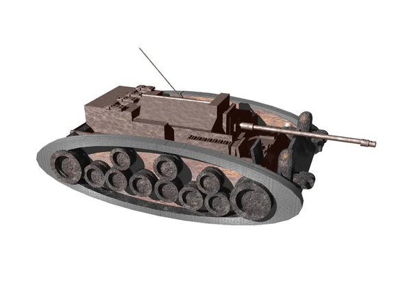 Gammal Militär Tank Isolerad Vit Bakgrund — Stockfoto