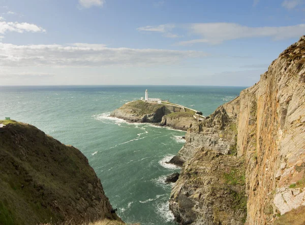 Zicht South Stack Vuurtoren Anglesey Noord Wales — Stockfoto