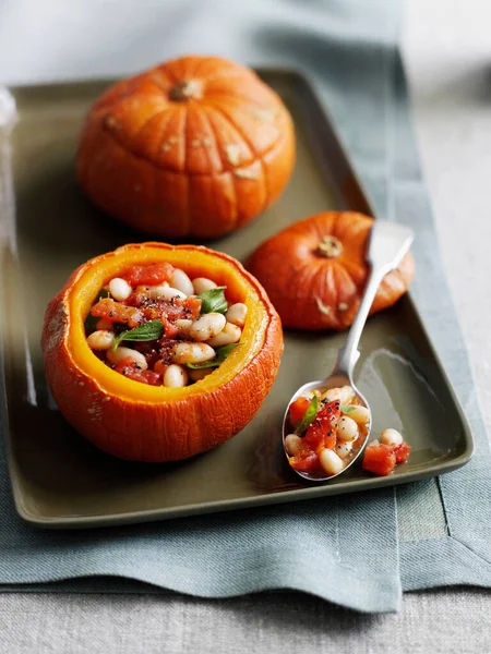 Roasted Pumpkin Stuffed Beans — Stock Photo, Image