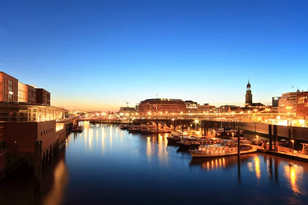 Canal Atardecer Hamburgo Alemania — Foto de Stock