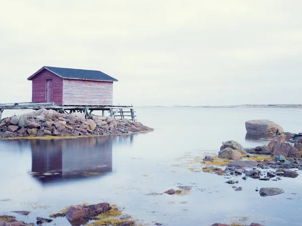 Cabanas Por Oceano Ilha Fogo Terra Nova Canadá — Fotografia de Stock