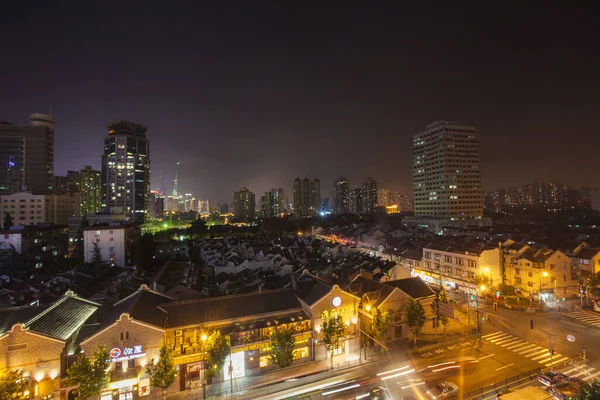 Szanghaj Panorama Nocy — Zdjęcie stockowe