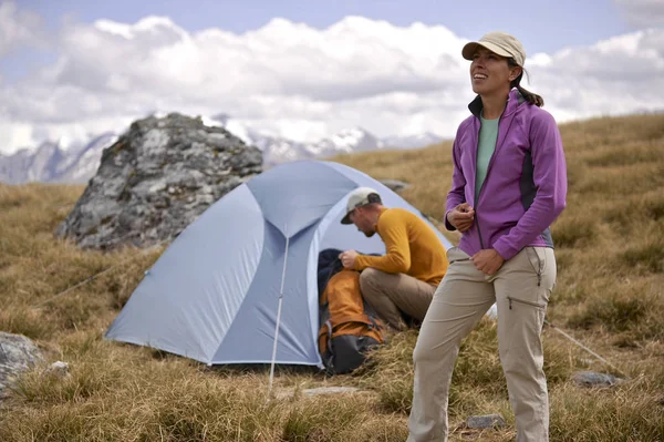 Backpacker Camp Slutet Mount Brewster Track Mount Aspiring National Park — Stockfoto