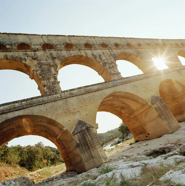 Pont Gard Římský Akvadukt Poblíž Remoulins Nad Řekou Gard Regionu — Stock fotografie