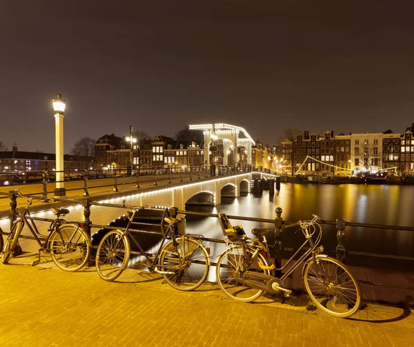 Magere Brug Skinny Bridge Amszterdam Hollandia — Stock Fotó
