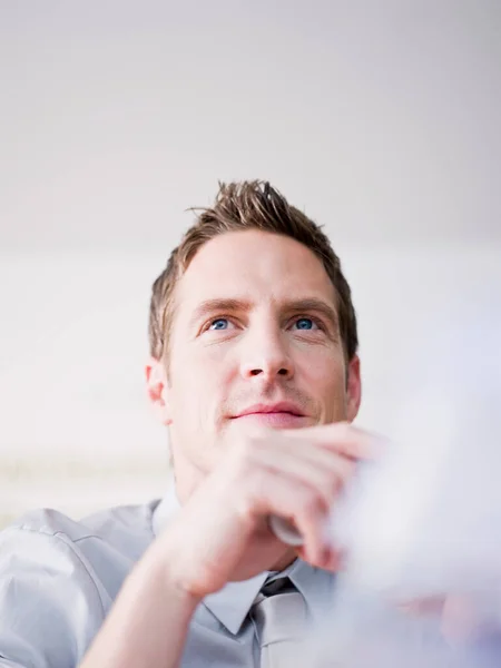 Portrait Handsome Businessman Thinking — Stock Photo, Image