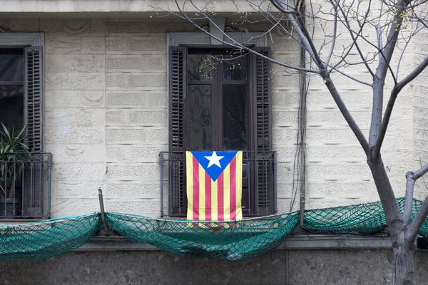 Catalan Independence Flag Apartment Balcony Barcelona Catalonia Spain — Stock Photo, Image
