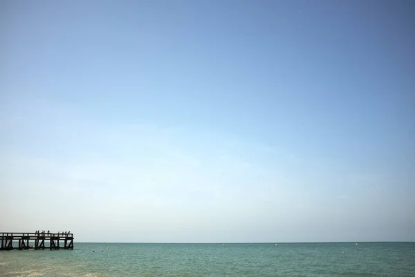 Meerblick Mit Holzsteg Normandie Frankreich — Stockfoto