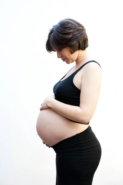Close Portret Van Een Zwangere Vrouw — Stockfoto
