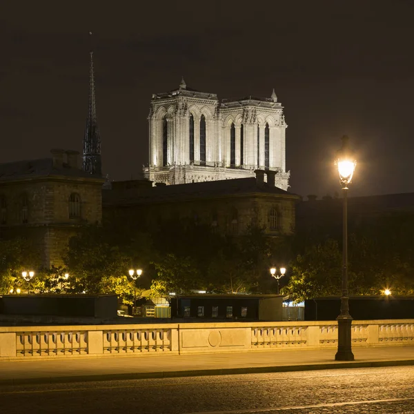 Vue Pont Change Cathédrale Notre Dame Nuit Paris France — Photo