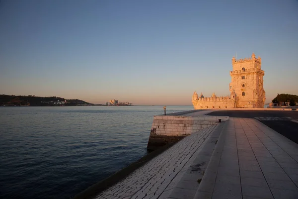 Tagus Nehri Kıyısındaki Belem Kulesi Şimdi Lizbon Portekiz Unesco Dünya — Stok fotoğraf