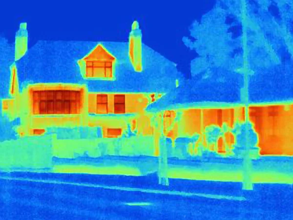 Thermal Image Houses City Street — Stock Photo, Image