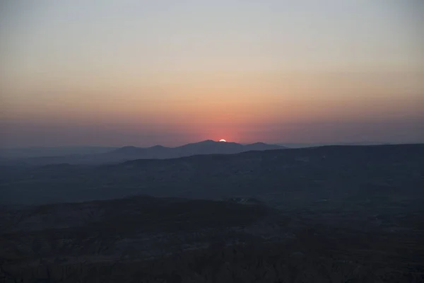 Силуетний Ландшафт Заході Сонця Каппадокія Анатолія Туреччина — стокове фото