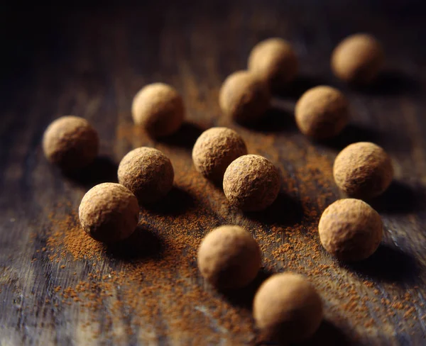 Τρούφες Σοκολάτας Σκόνη Κακάο — Φωτογραφία Αρχείου