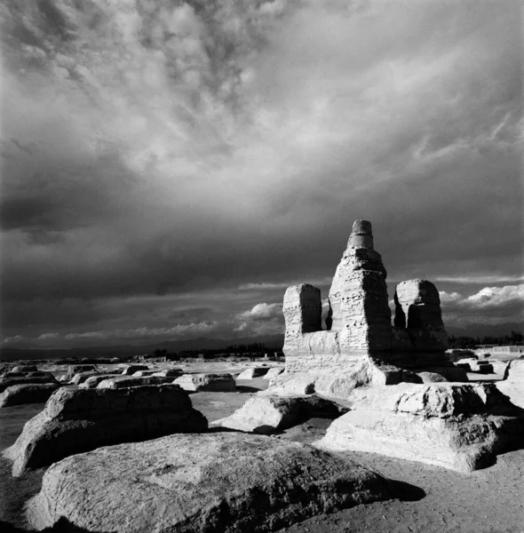 Ruiner Det Andra Århundradet Silk Road Stad Jiaohe Yarnaz Valley — Stockfoto