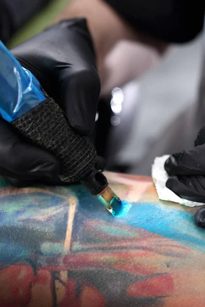 Tatuering Konstnär Tatuering Färg Tatuering — Stockfoto