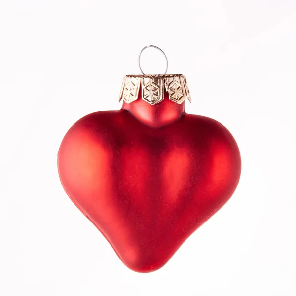 Juguete Vidrio Corazón Rojo Para Decoración Abeto Navidad Año Nuevo —  Fotos de Stock